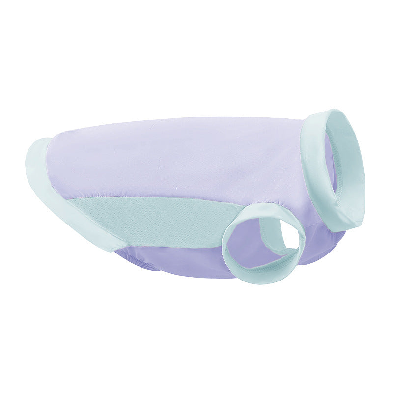 KFX-0348733 Pet Ice Silk Sun Protection Vest for Cats - Unisex Clothing in Grape Purple, Island Blue, and Cherry Blossom Pink