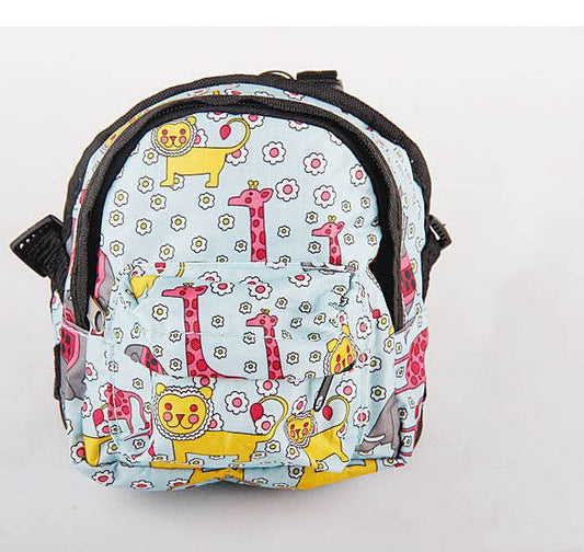 KFX-0349245 Cartoon Pattern Canvas Pet Dog Leash Bag with Breathable Mesh and Adjustable Sizes