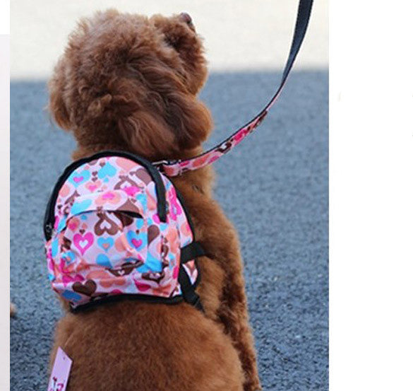 KFX-0349245 Cartoon Pattern Canvas Pet Dog Leash Bag with Breathable Mesh and Adjustable Sizes