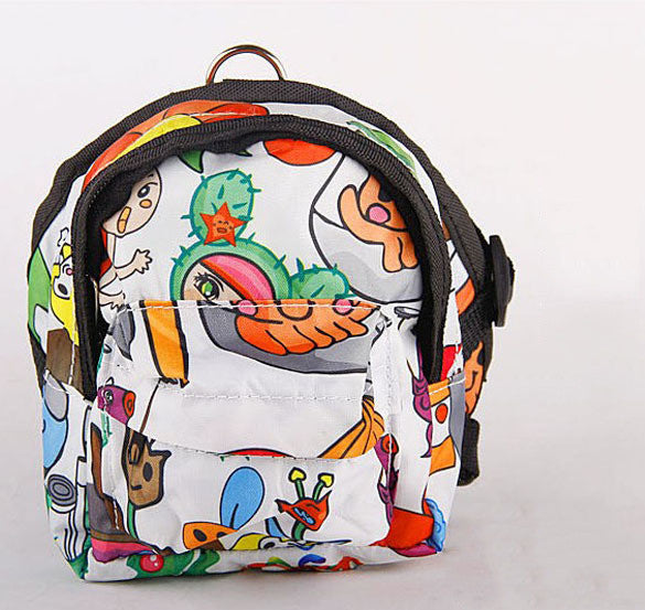 KFX-0349245 Cartoon Pattern Canvas Pet Dog Leash Bag with Breathable Mesh and Adjustable Sizes