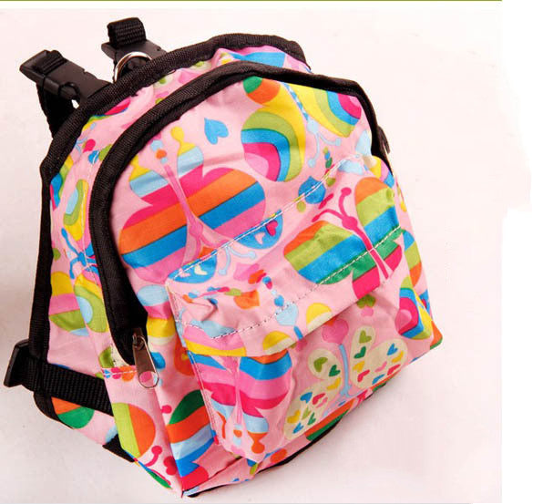 KFX-0349245 Cartoon Pattern Canvas Pet Dog Leash Bag with Breathable Mesh and Adjustable Sizes