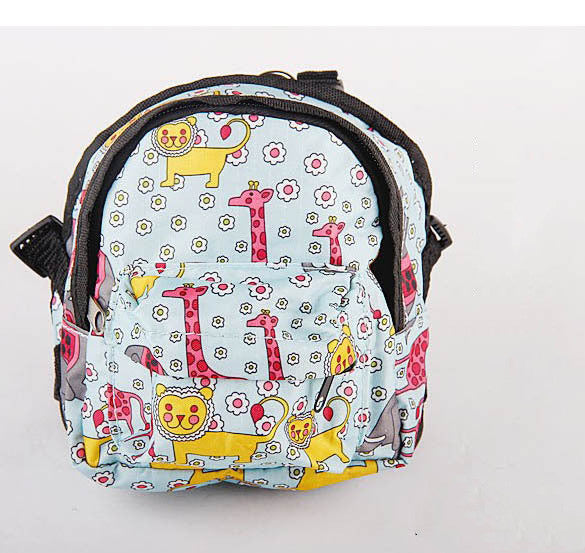 KFX-0349245 Cartoon Pattern Canvas Pet Dog Leash Bag with Breathable Mesh and Adjustable Sizes