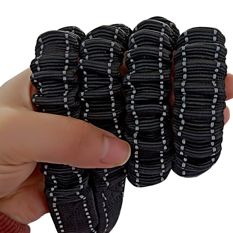 KFX-0349757 Dual-Headed Polyester Dog Leash with Elastic Foot, Black, 100cm Length, 2.5cm Width