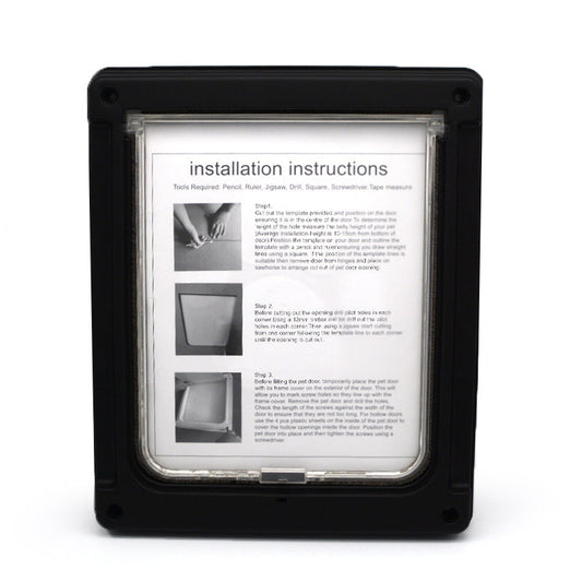 KFX-0351549 Plastic Pet Door with Flap – White, Brown, Black – Small & Large Sizes Available