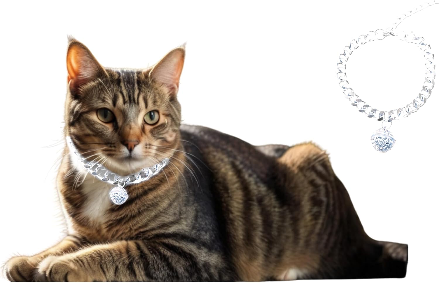 KFX-0352573 Gold Cat & Dog Adjustable Metal Necklace with Bell, Lightweight Aluminum Chain for Lasting Wear