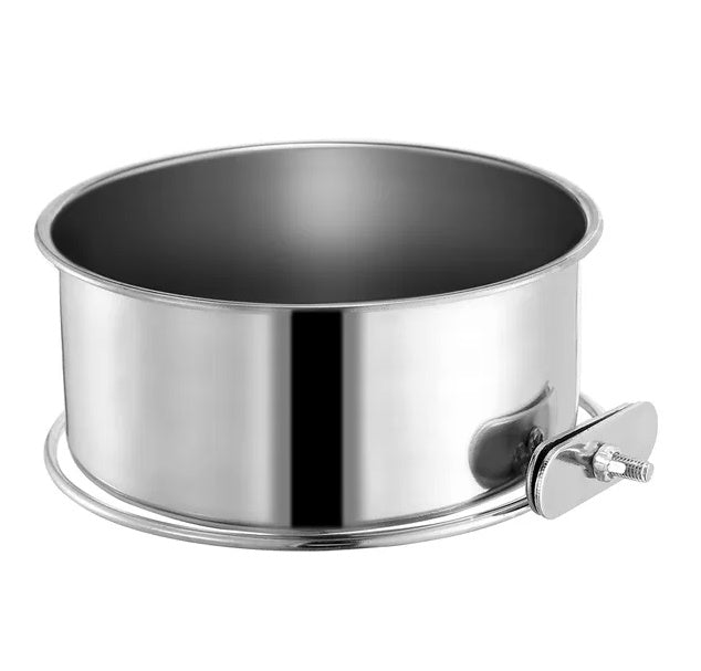 KFX-0353725 Detachable Stainless Steel Dog Bowl with Clamp for Pet Cages, Multiple Sizes Available