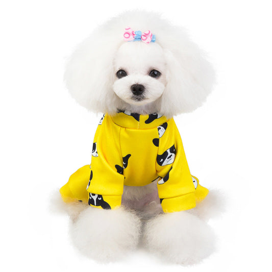 KFX-0355005 Thick Cotton Four-Legged Pet Clothing in Yellow – Available in Multiple Sizes