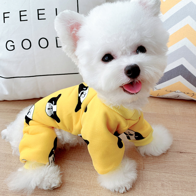 KFX-0355005 Thick Cotton Four-Legged Pet Clothing in Yellow – Available in Multiple Sizes