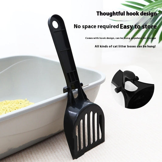 KFX-0355901 Cat Litter Scoop with Lengthened Handle and Storage Box - Black Plastic Design