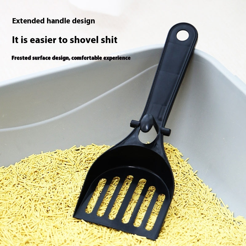 KFX-0355901 Cat Litter Scoop with Lengthened Handle and Storage Box - Black Plastic Design