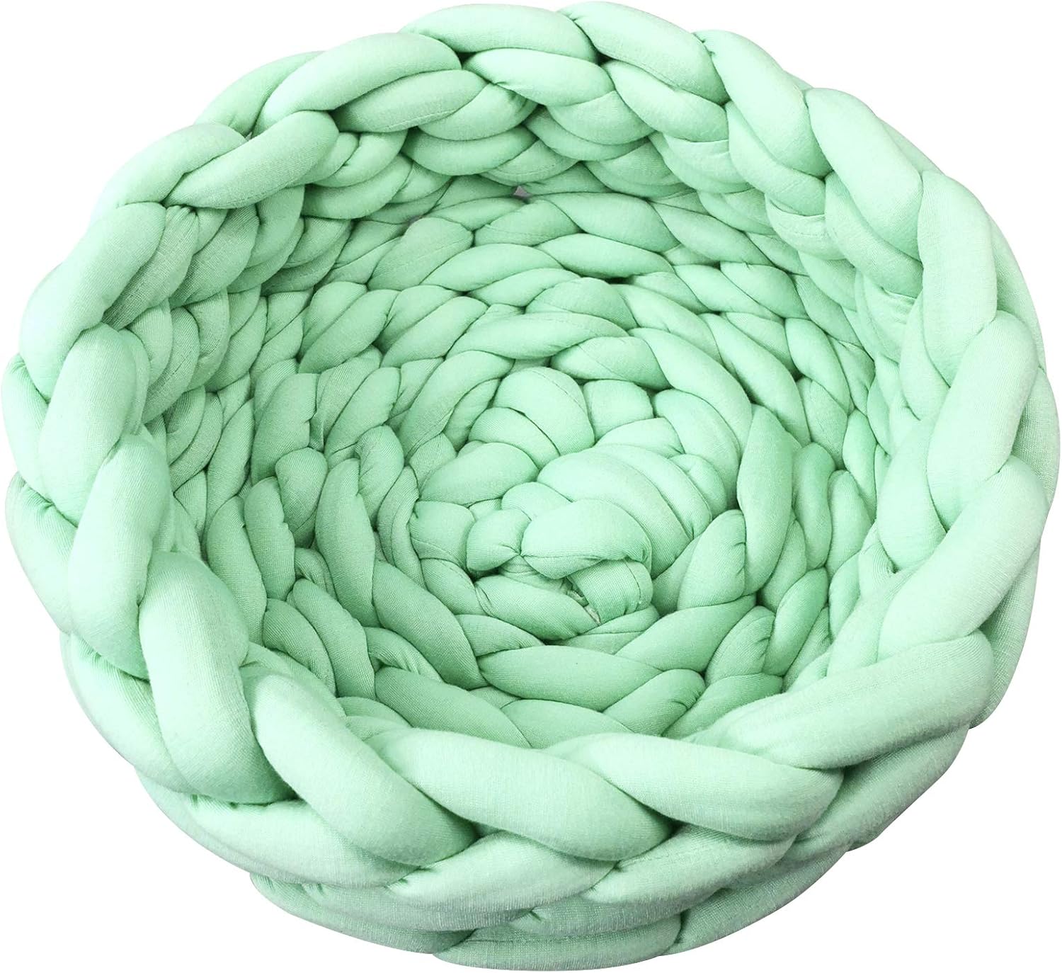 KFX-0357181 Cozy Cotton Knitted Round Cat Basket Bed - Soft Woven Pet Nest for Small Dogs and Cats