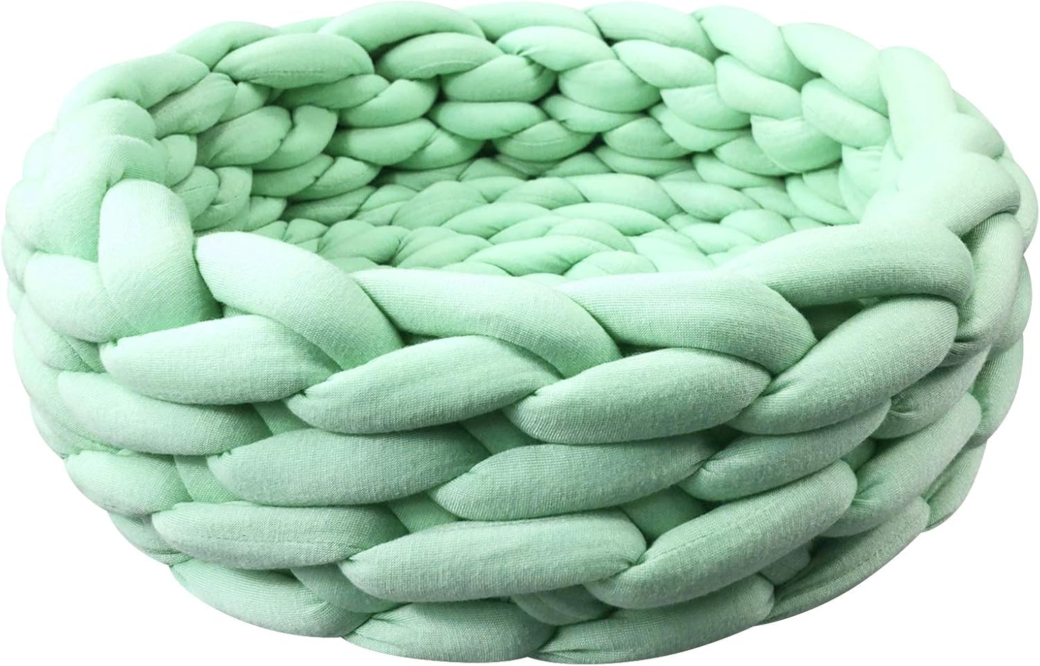 KFX-0357181 Cozy Cotton Knitted Round Cat Basket Bed - Soft Woven Pet Nest for Small Dogs and Cats