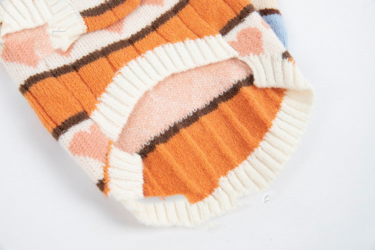 KFX-0358077 Cute Arctic Velvet Vest for Pets - Cozy Teddy Bear Design in Blue and Orange
