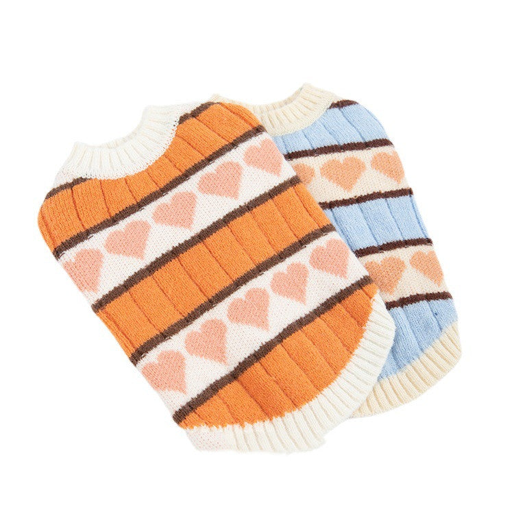KFX-0358077 Cute Arctic Velvet Vest for Pets - Cozy Teddy Bear Design in Blue and Orange
