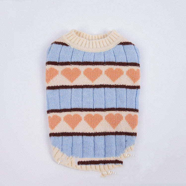 KFX-0358077 Cute Arctic Velvet Vest for Pets - Cozy Teddy Bear Design in Blue and Orange