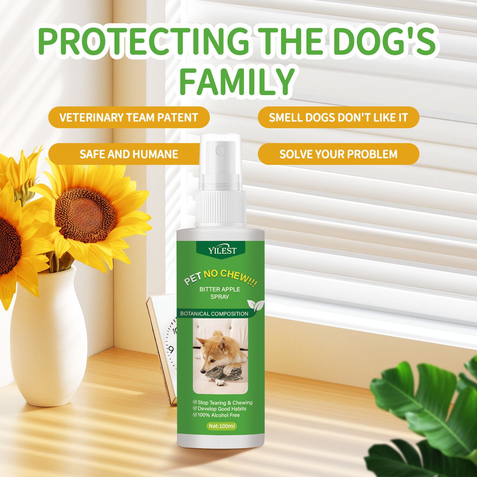 KFX-0358333 Long-lasting Pet Bite Deterrent Spray for Dogs and Cats - 100ml(3 Pack)
