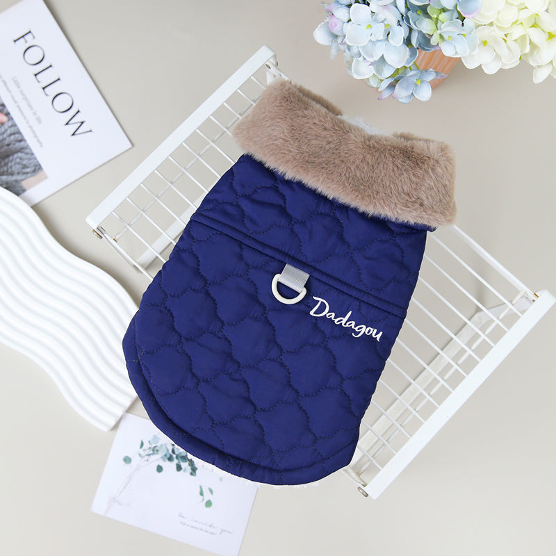 KFX-0360125 Warm Cotton Vest Coat for Small Dogs with Traction Buckle in Pink, Green, and Blue Options