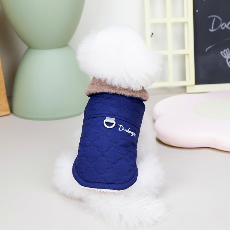 KFX-0360125 Warm Cotton Vest Coat for Small Dogs with Traction Buckle in Pink, Green, and Blue Options