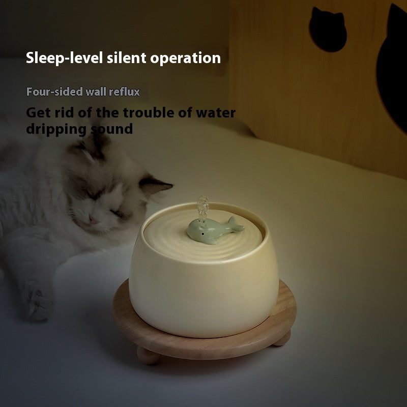 KFX-0361533 Ceramic Automatic Cat Water Dispenser with Circulating Filter and Pump - 1.3L Capacity