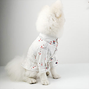 KFX-0362045 Cute Cotton Puppy Printed Shirt for Dogs – Available in Blue, Khaki, and White