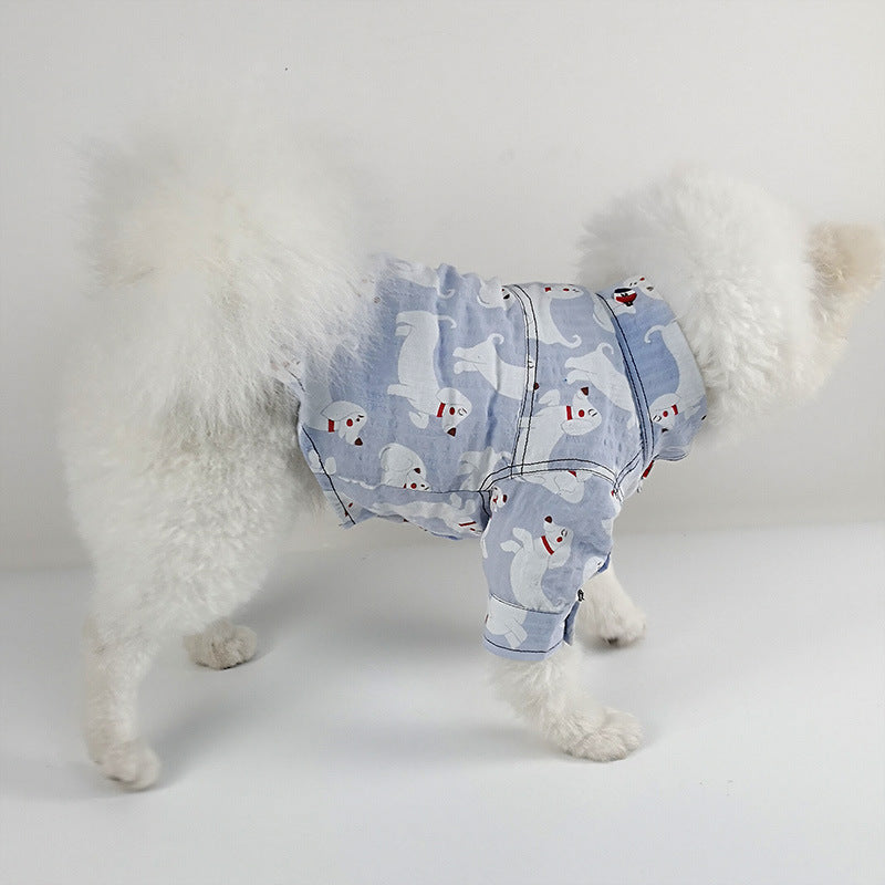 KFX-0362045 Cute Cotton Puppy Printed Shirt for Dogs – Available in Blue, Khaki, and White