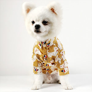 KFX-0362045 Cute Cotton Puppy Printed Shirt for Dogs – Available in Blue, Khaki, and White