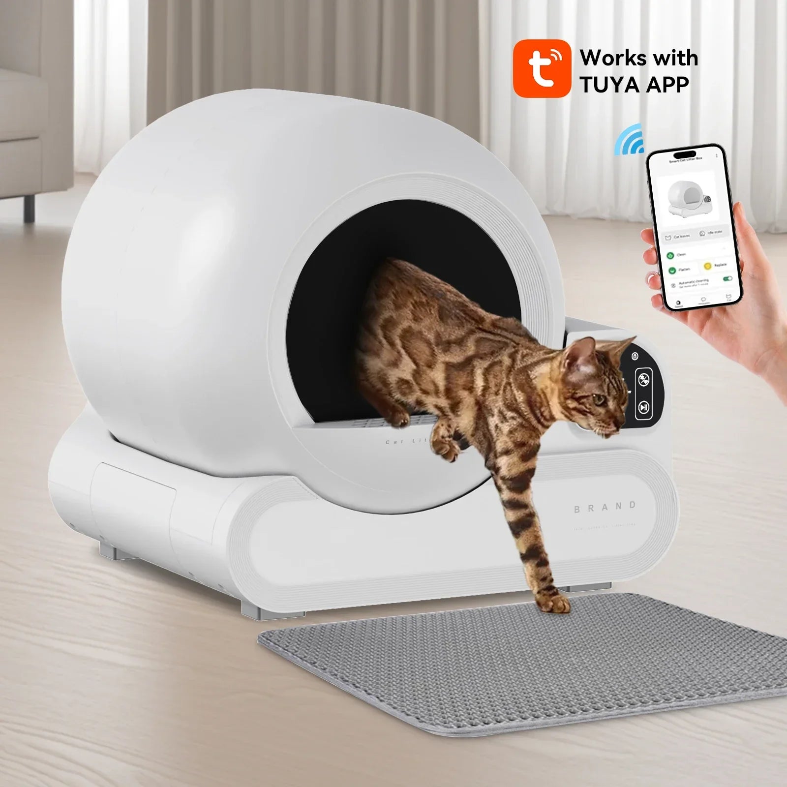 KFX-036307 Automatic Self-Cleaning Smart Cat Litter Box with APP Control - 70L Capacity for Cats Up to 10kg