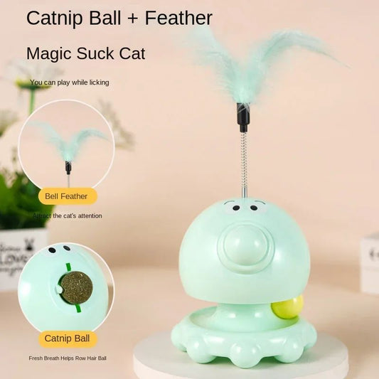 KFX-0366269 Interactive Cat Toy with Turntable Design and Food Dispenser功能