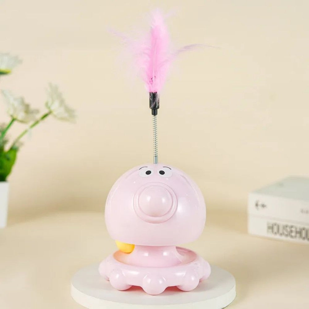 KFX-0366269 Interactive Cat Toy with Turntable Design and Food Dispenser功能