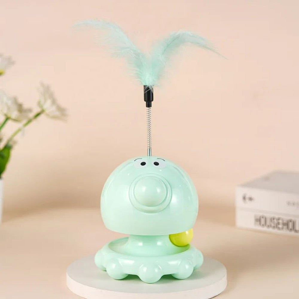 KFX-0366269 Interactive Cat Toy with Turntable Design and Food Dispenser功能