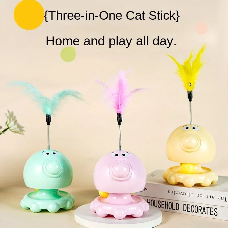 KFX-0366269 Interactive Cat Toy with Turntable Design and Food Dispenser功能