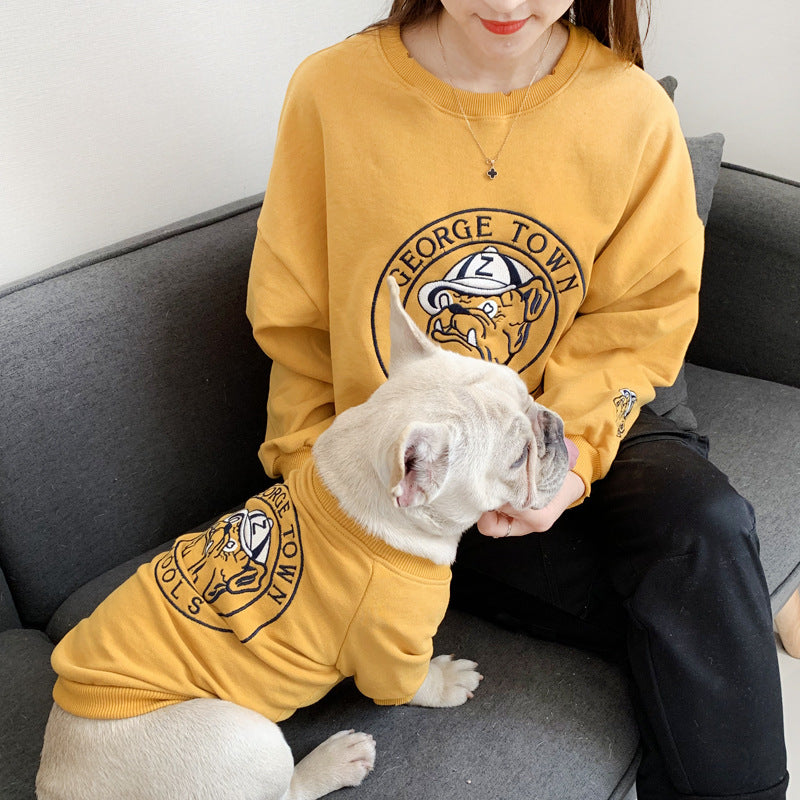 KFX-0369597 Spring and Autumn Dog Sweater for Small Breeds - Embroidered Terry Cotton Clothing in Multiple Colors