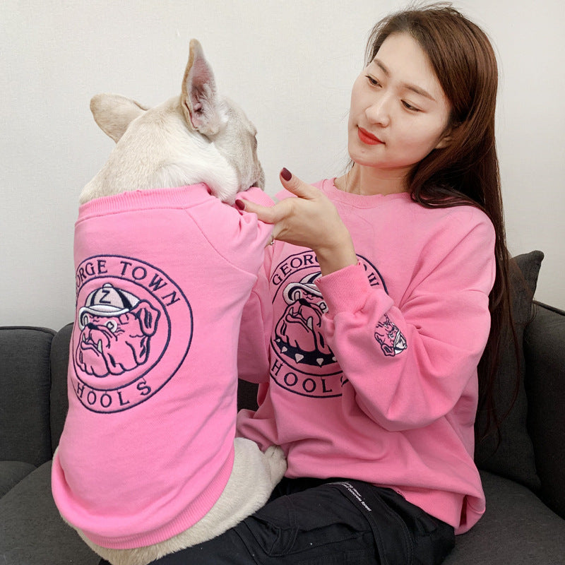 KFX-0369597 Spring and Autumn Dog Sweater for Small Breeds - Embroidered Terry Cotton Clothing in Multiple Colors