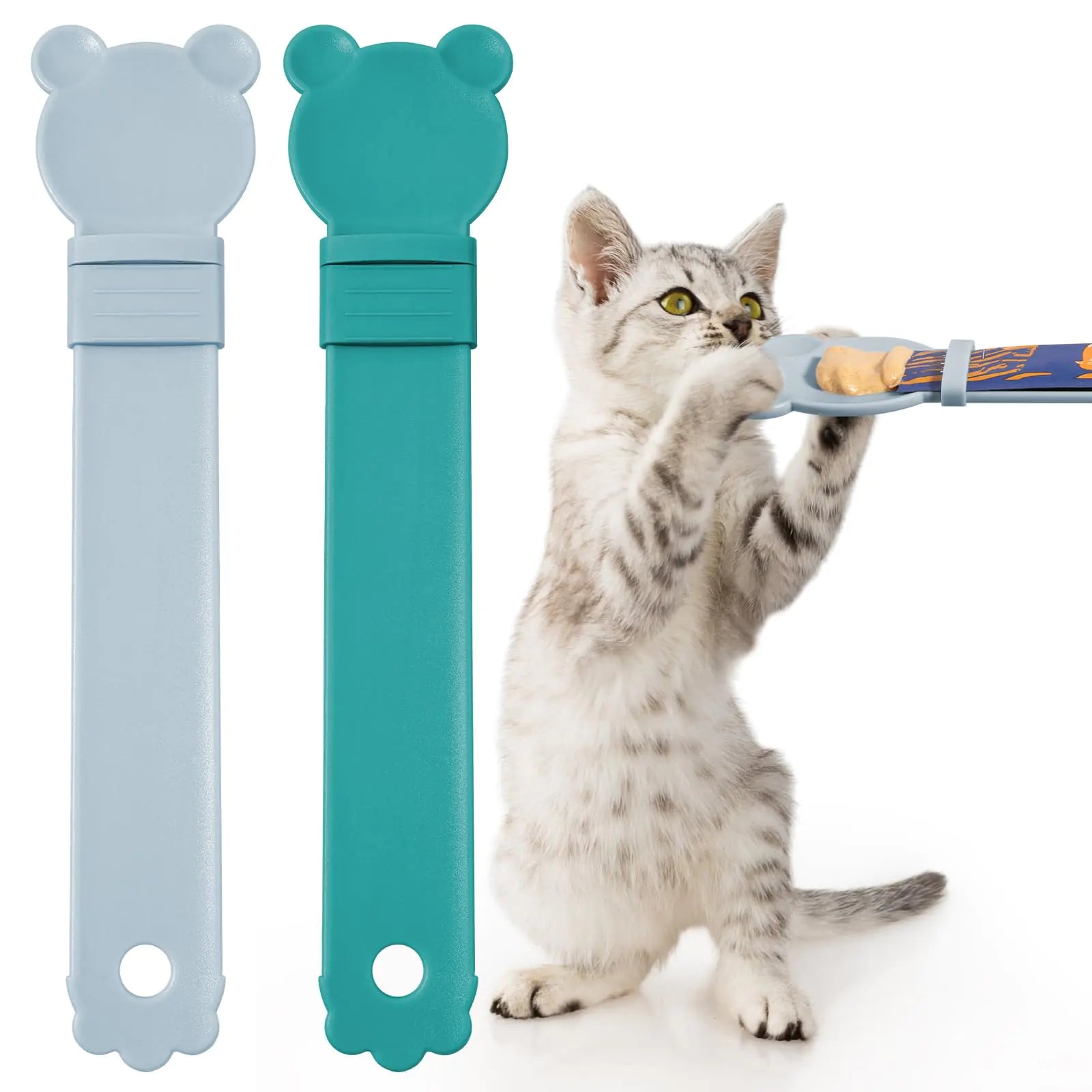 KFX-0372029 Cat Stick Feeder Squeezer with Bear Head Designs - Durable Plastic for Cats