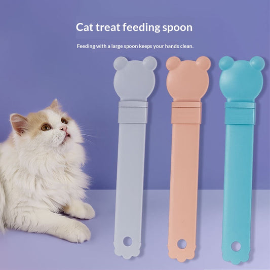 KFX-0372029 Cat Stick Feeder Squeezer with Bear Head Designs - Durable Plastic for Cats