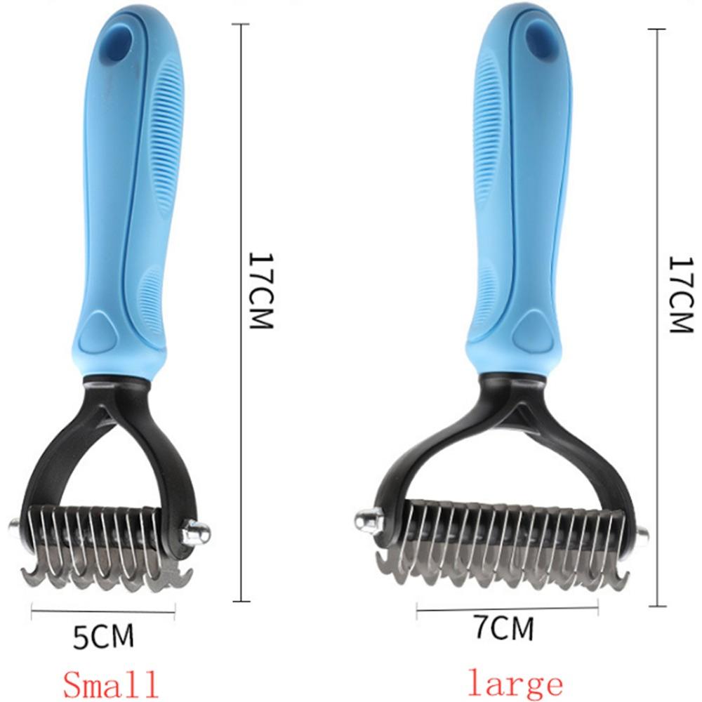 KFX-0372797 Pet Stainless Steel Hair Removal Comb with Plastic Handle - Available in Pink and Blue, Sizes S and L