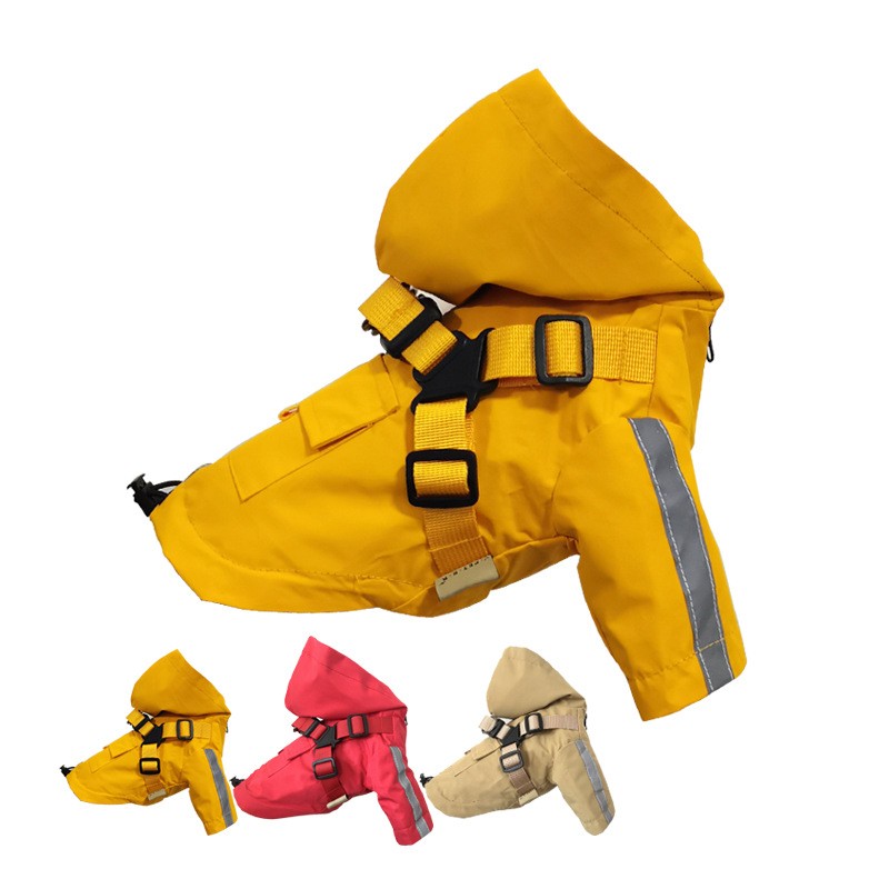 KFX-0375357 Reflective PU Pet Raincoat with Chest and Back Protection - Multiple Sizes Available