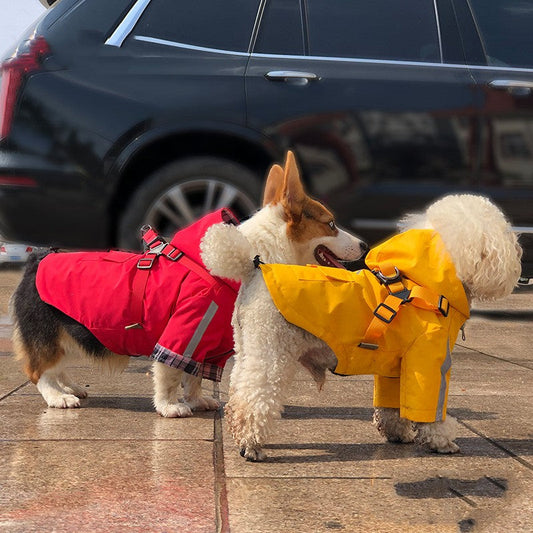 KFX-0375357 Reflective PU Pet Raincoat with Chest and Back Protection - Multiple Sizes Available