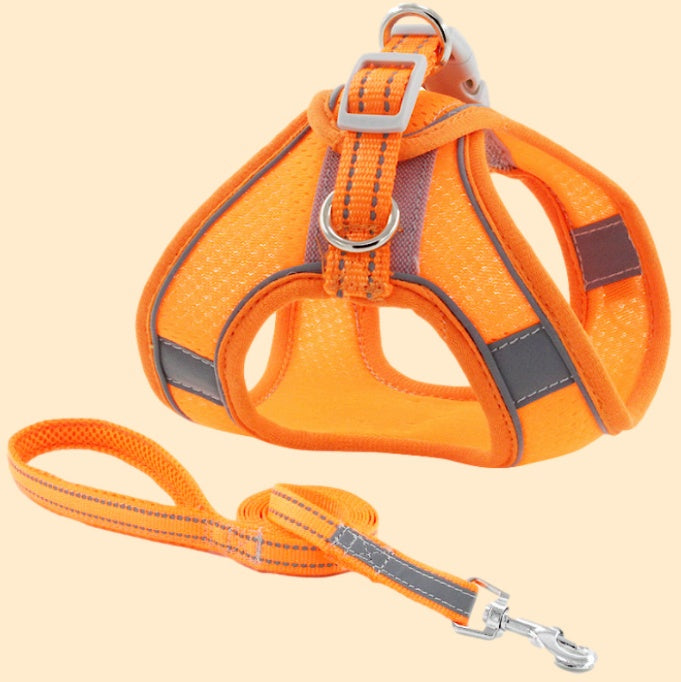 KFX-0376253 Small Dog Vest with Traction Rope - Adjustable Chest Strap for Comfortable Fit