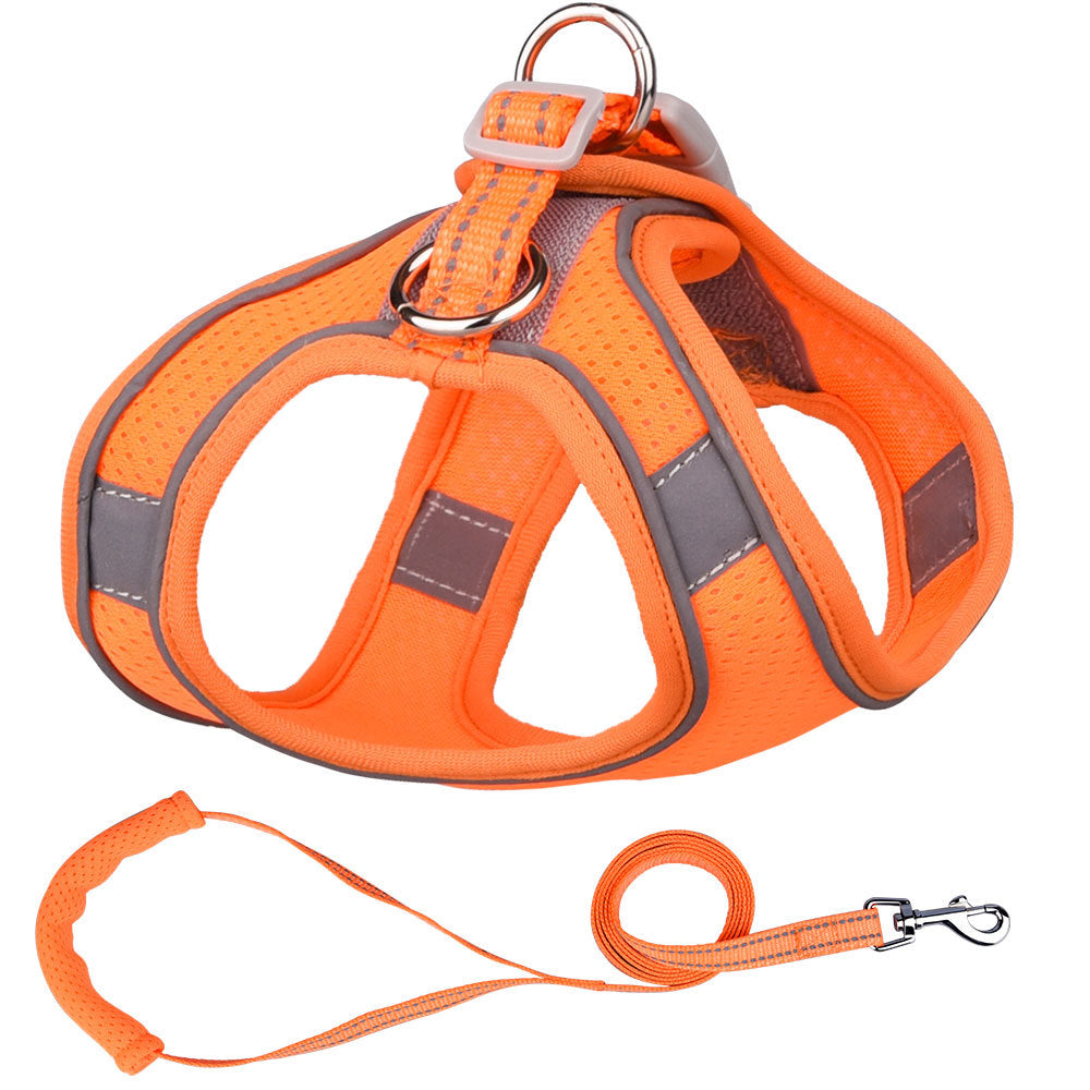 KFX-0376253 Small Dog Vest with Traction Rope - Adjustable Chest Strap for Comfortable Fit