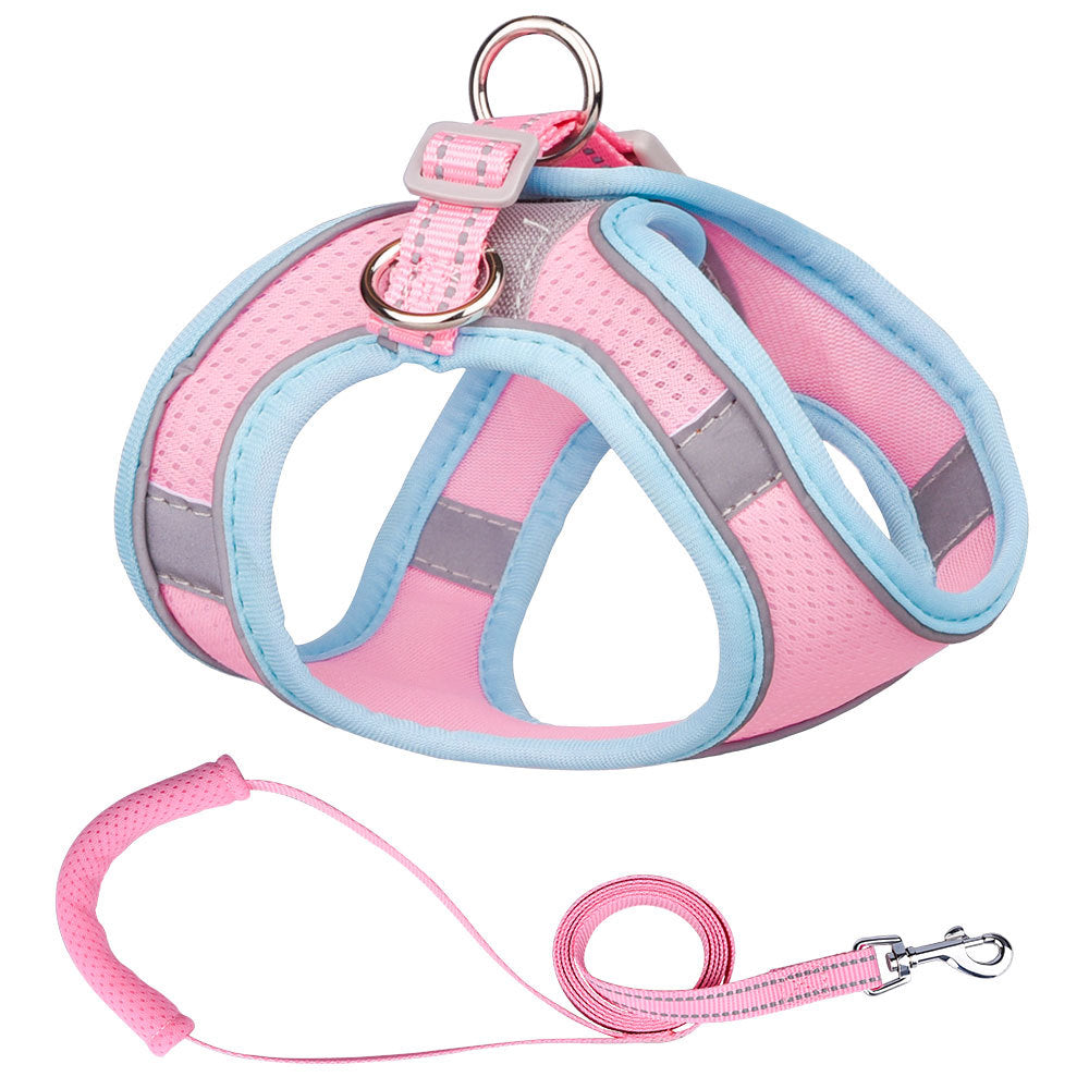 KFX-0376253 Small Dog Vest with Traction Rope - Adjustable Chest Strap for Comfortable Fit