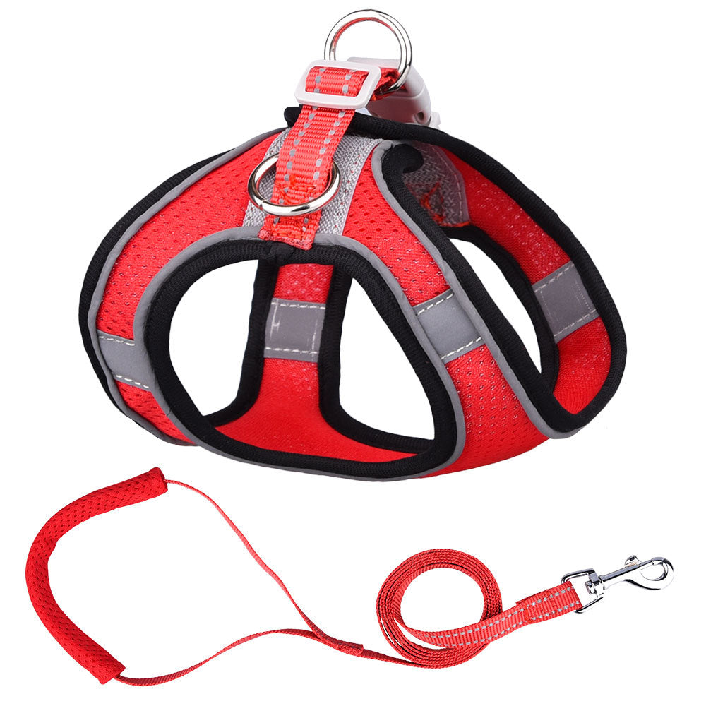 KFX-0376253 Small Dog Vest with Traction Rope - Adjustable Chest Strap for Comfortable Fit