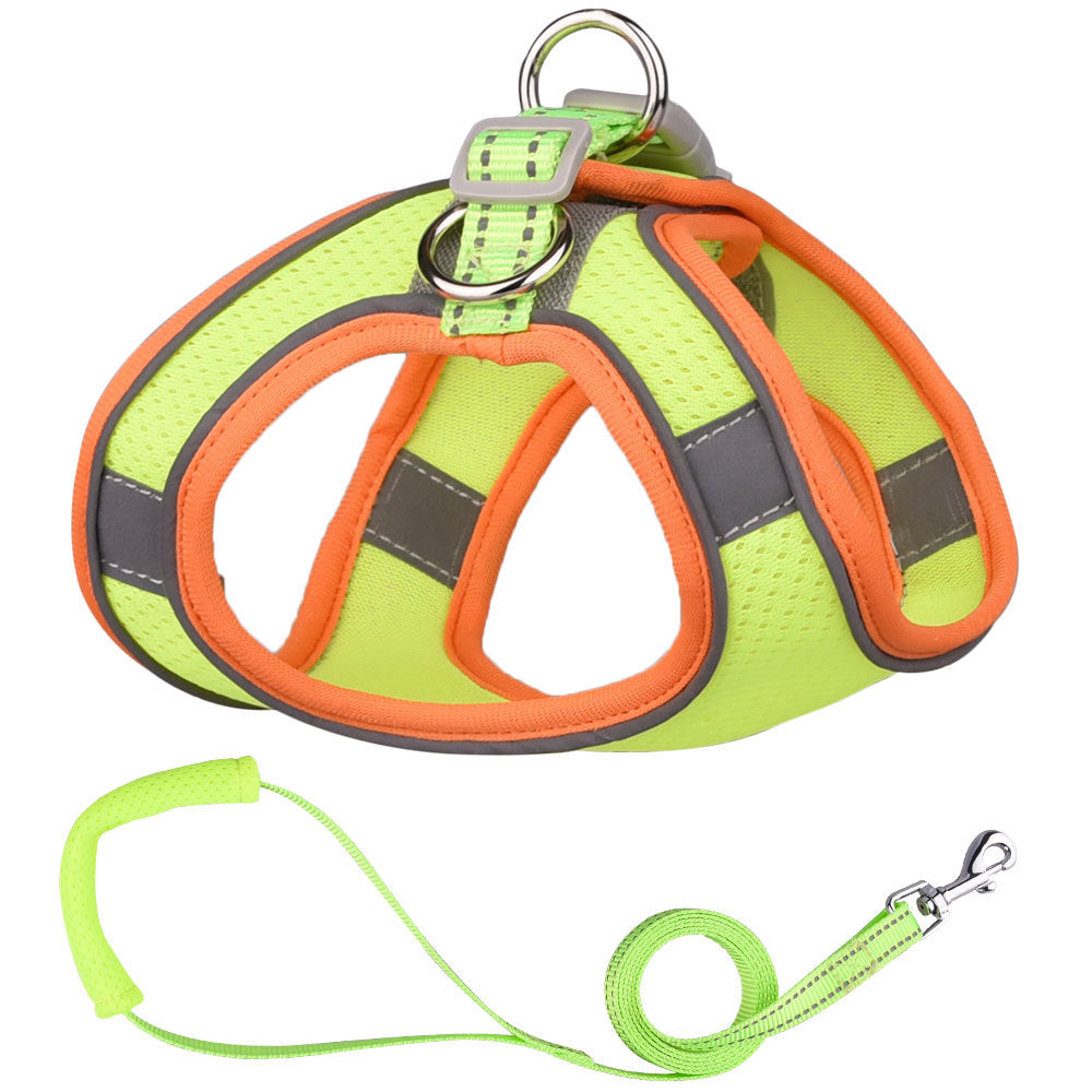 KFX-0376253 Small Dog Vest with Traction Rope - Adjustable Chest Strap for Comfortable Fit