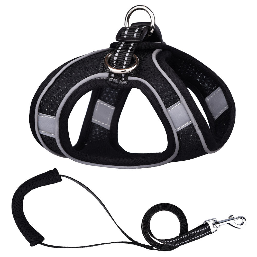 KFX-0376253 Small Dog Vest with Traction Rope - Adjustable Chest Strap for Comfortable Fit