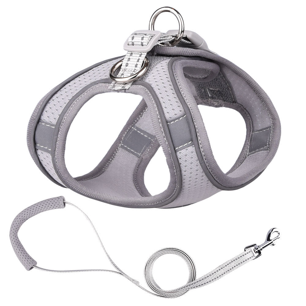 KFX-0376253 Small Dog Vest with Traction Rope - Adjustable Chest Strap for Comfortable Fit