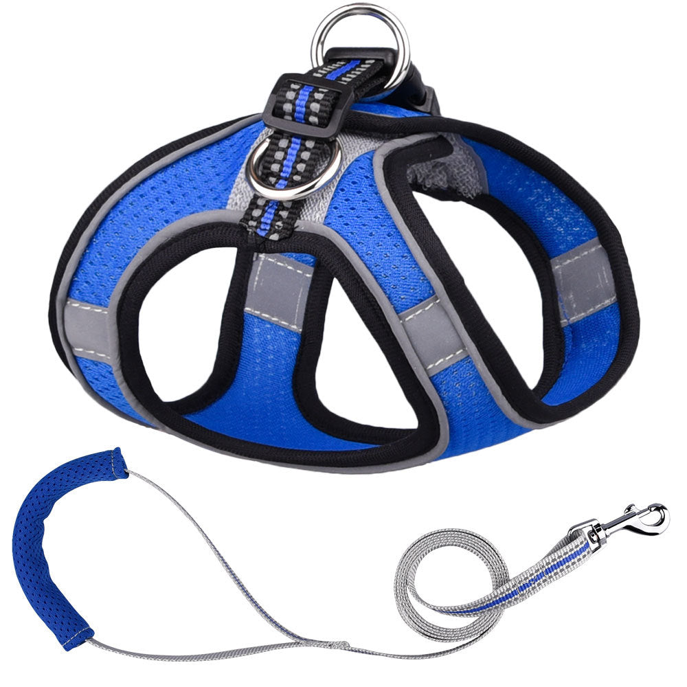 KFX-0376253 Small Dog Vest with Traction Rope - Adjustable Chest Strap for Comfortable Fit
