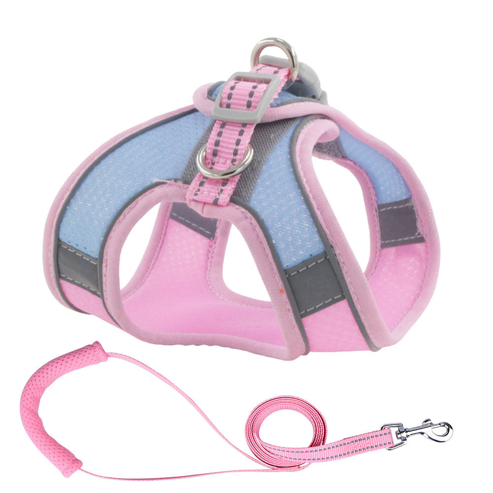 KFX-0376253 Small Dog Vest with Traction Rope - Adjustable Chest Strap for Comfortable Fit