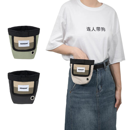KFX-0379197 Portable Nylon Pet Snack Bag for Outdoor Training – Available in Cow's Milk Brown, Buckwheat Gray, and Olive Green
