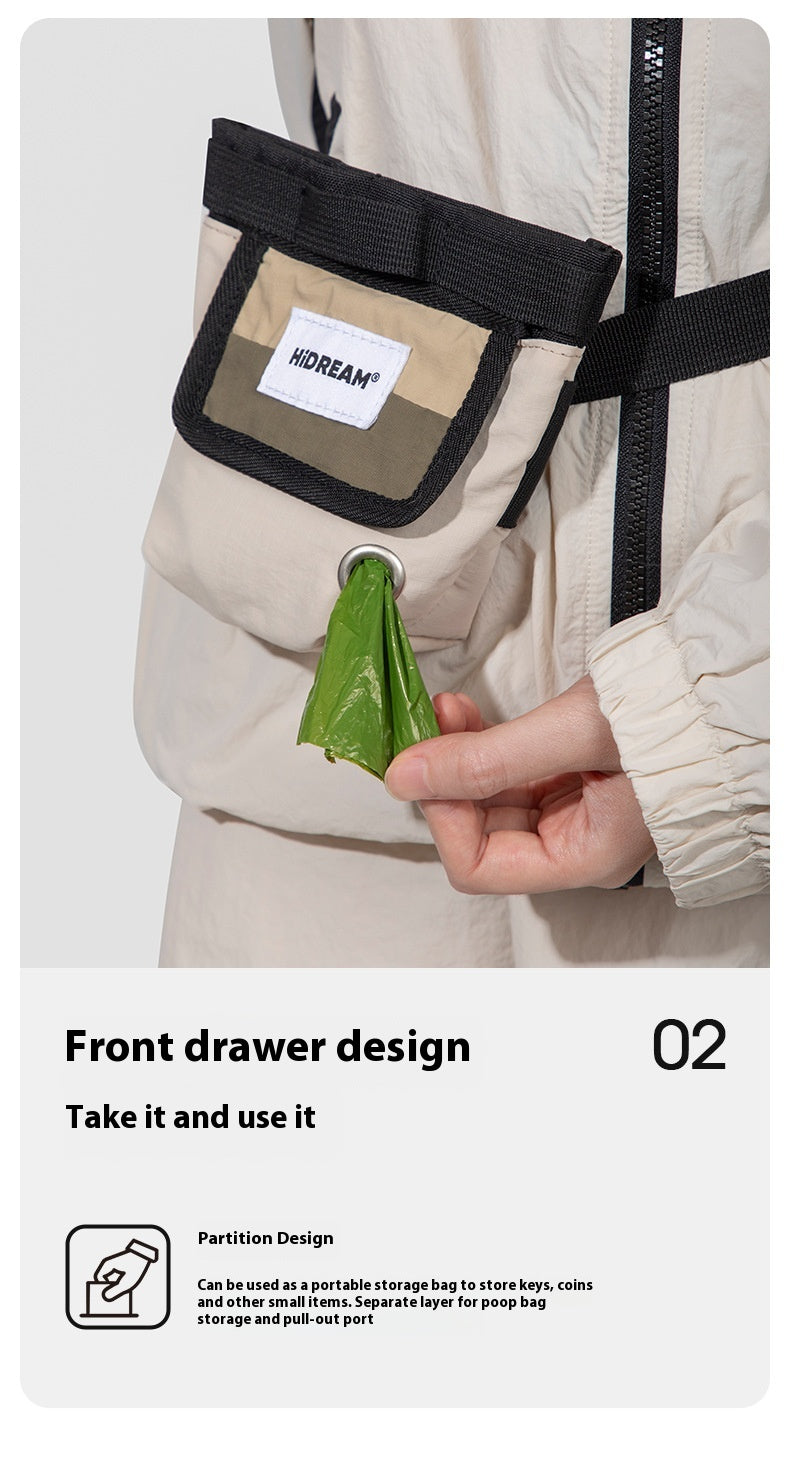 KFX-0379197 Portable Nylon Pet Snack Bag for Outdoor Training – Available in Cow's Milk Brown, Buckwheat Gray, and Olive Green