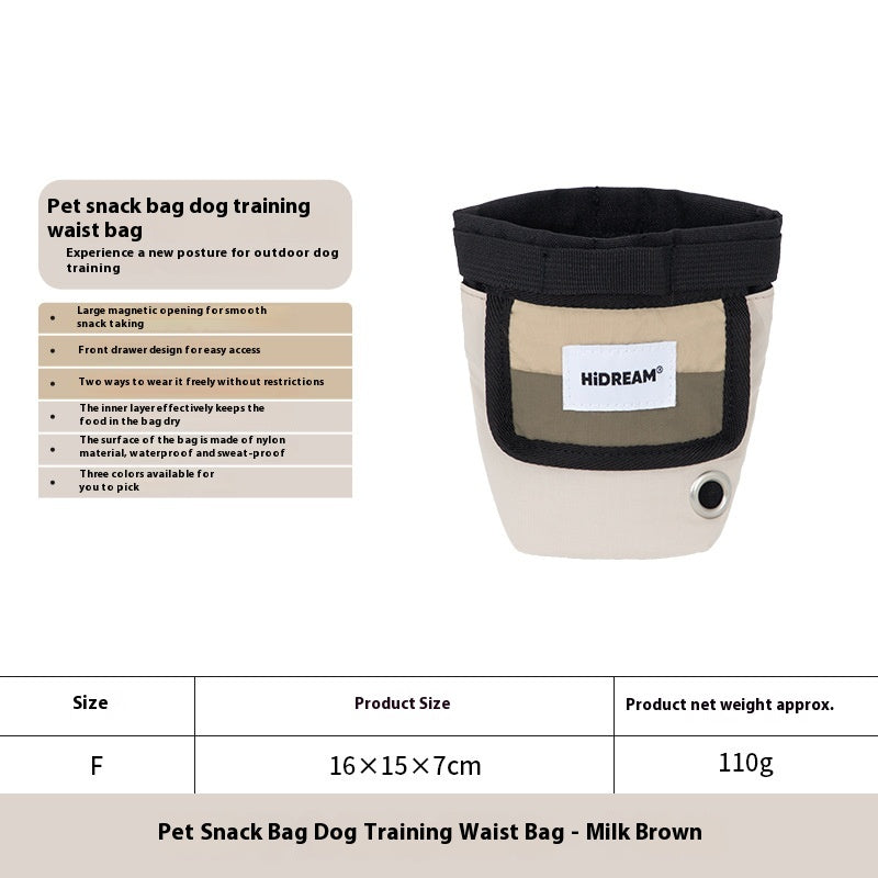 KFX-0379197 Portable Nylon Pet Snack Bag for Outdoor Training – Available in Cow's Milk Brown, Buckwheat Gray, and Olive Green
